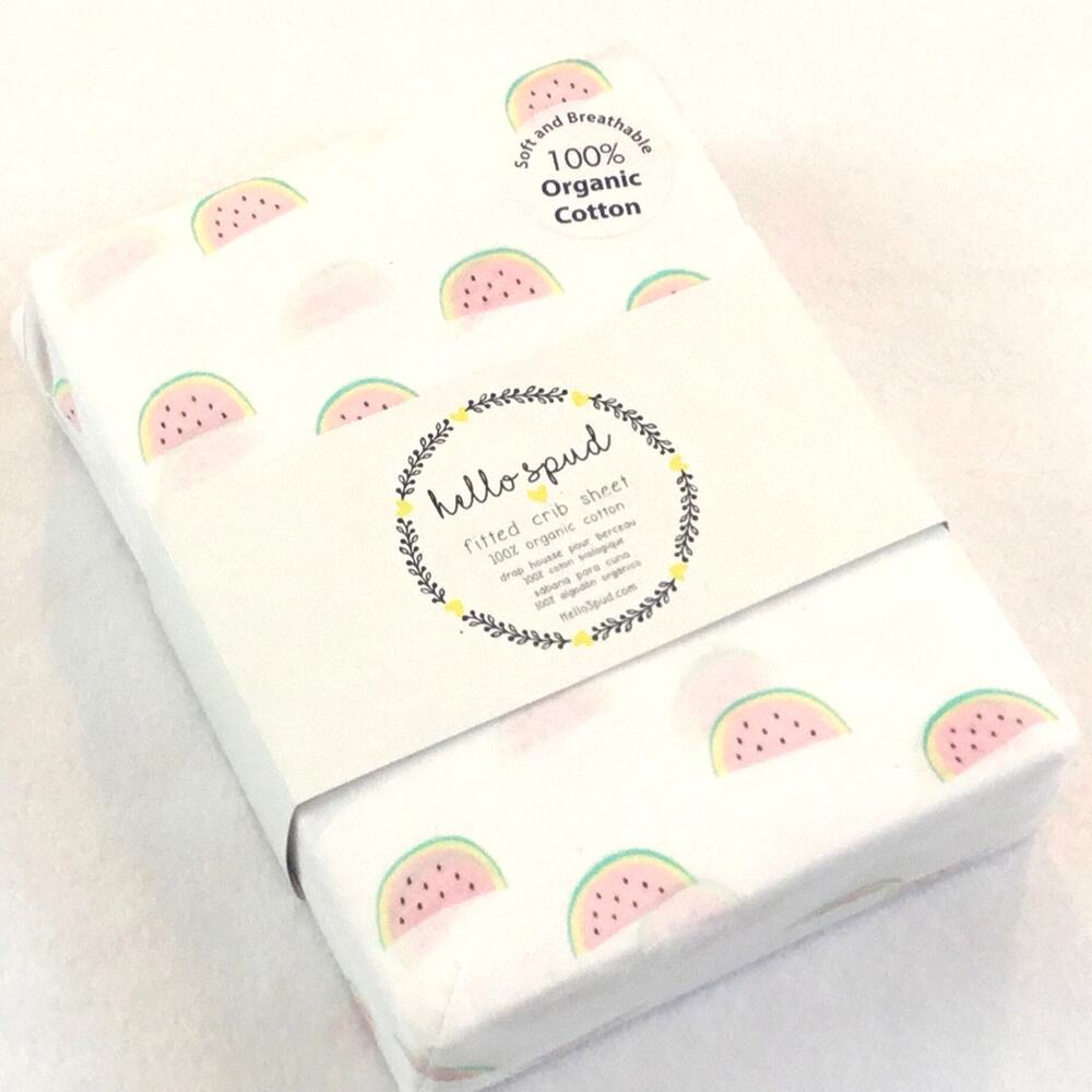 Crib Sheet Fitted Hello Spud Watermelon Print New in Pkg